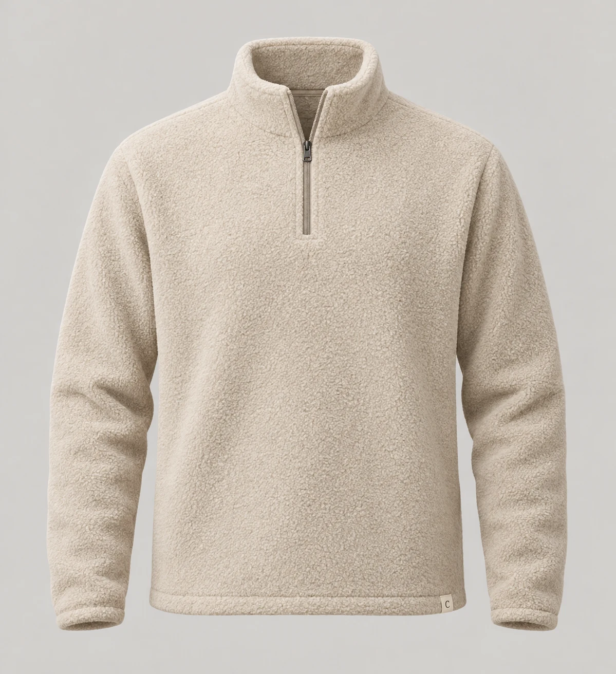 Ridgeway Quarter-Zip in Oat, front view