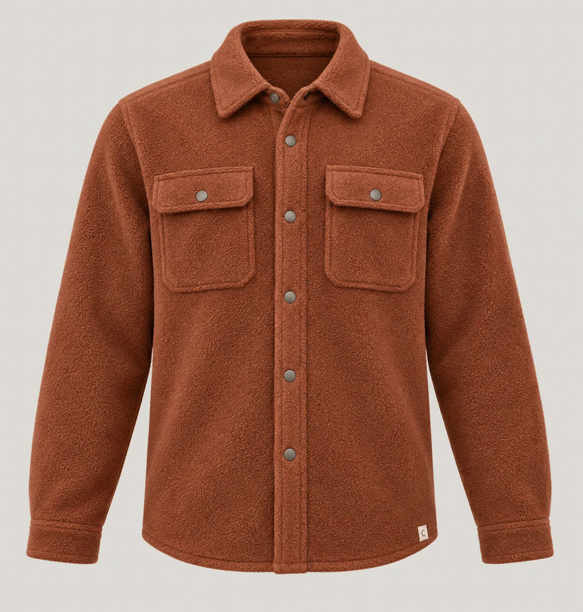 Switchback Fleece Overshirt in Clay, front view