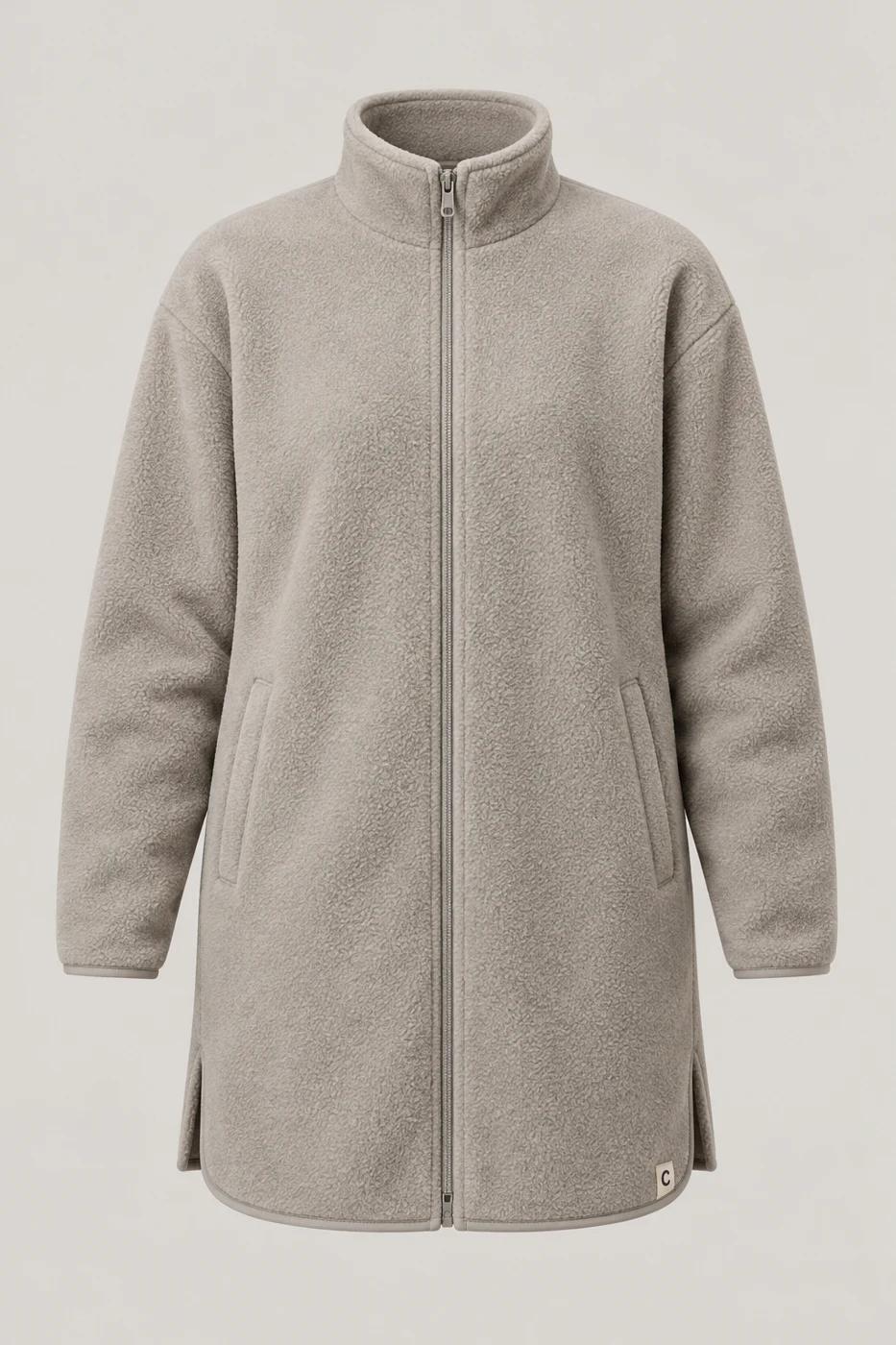 Lakeshore Longline Fleece in Stone, front view